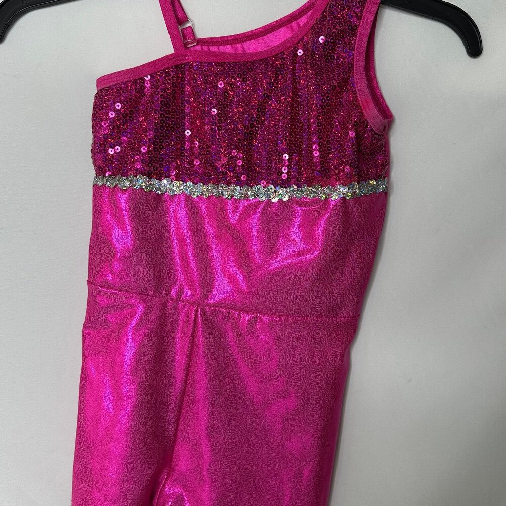 Pink Sequin Biketard with Sequin Shorts